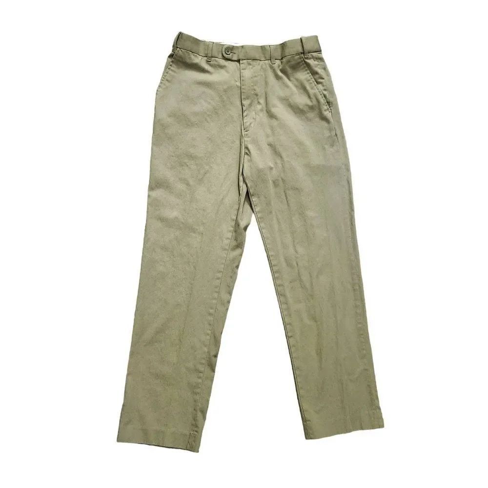 Peter Christian pants men's 32x28* measured green Flat Front Slacks 100% cotton